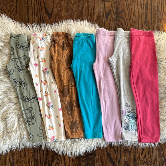 4T Toddler Girl 7 Leggings Bundle - Picture 1 of 5